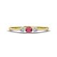1 - Shirley 4.00 mm Round Rhodolite Garnet and Diamond Three Stone Engagement Ring 