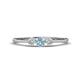 1 - Shirley 4.00 mm Round Aquamarine and Diamond Three Stone Engagement Ring 