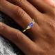 6 - Shirley 4.00 mm Round Tanzanite and Diamond Three Stone Engagement Ring 