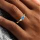 6 - Shirley 4.00 mm Round Blue Topaz and Diamond Three Stone Engagement Ring 
