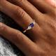 6 - Shirley 4.00 mm Round Blue Sapphire and Diamond Three Stone Engagement Ring 