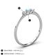 4 - Shirley 4.00 mm Round Aquamarine and Diamond Three Stone Engagement Ring 