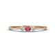 1 - Shirley 3.50 mm Round Rhodolite Garnet and Lab Grown Diamond Three Stone Engagement Ring 