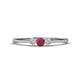 1 - Shirley 3.50 mm Round Ruby and Lab Grown Diamond Three Stone Engagement Ring 