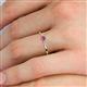 5 - Shirley 3.50 mm Round Pink Tourmaline and Lab Grown Diamond Three Stone Engagement Ring 