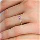 5 - Shirley 3.50 mm Round Pink Sapphire and Lab Grown Diamond Three Stone Engagement Ring 
