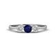 1 - Shirley 5.00 mm Round Blue Sapphire and Diamond Three Stone Engagement Ring 