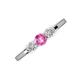 3 - Shirley 5.00 mm Round Lab Created Pink Sapphire and Diamond Three Stone Engagement Ring 
