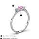 4 - Shirley 5.00 mm Round Lab Created Pink Sapphire and Diamond Three Stone Engagement Ring 