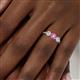 6 - Shirley 5.00 mm Round Lab Created Pink Sapphire and Diamond Three Stone Engagement Ring 