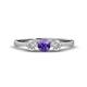 1 - Shirley 5.00 mm Round Iolite and Diamond Three Stone Engagement Ring 