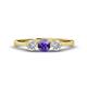 1 - Shirley 5.00 mm Round Iolite and Diamond Three Stone Engagement Ring 