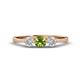1 - Shirley 5.00 mm Round Peridot and Diamond Three Stone Engagement Ring 