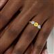 6 - Shirley 5.00 mm Round Lab Created Lab Created Yellow Sapphire and Diamond Three Stone Engagement Ring 