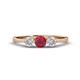 1 - Shirley 5.00 mm Round Ruby and Diamond Three Stone Engagement Ring 
