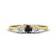 1 - Shirley 5.00 mm Round Black and White Diamond Three Stone Engagement Ring 