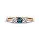 1 - Shirley 5.00 mm Round Blue and White Diamond Three Stone Engagement Ring 