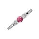 3 - Shirley 5.00 mm Round Pink Tourmaline and Diamond Three Stone Engagement Ring 