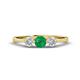 1 - Shirley 5.00 mm Round Emerald and Diamond Three Stone Engagement Ring 