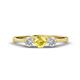 1 - Shirley 5.00 mm Round Lab Created Yellow Sapphire and Diamond Three Stone Engagement Ring 