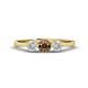 1 - Shirley 5.00 mm Round Smoky Quartz and Diamond Three Stone Engagement Ring 