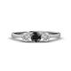 1 - Shirley 5.00 mm Round Black and White Diamond Three Stone Engagement Ring 