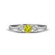 1 - Shirley 5.00 mm Round Yellow and White Diamond Three Stone Engagement Ring 