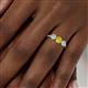 6 - Shirley 5.00 mm Round Yellow and White Diamond Three Stone Engagement Ring 