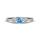 1 - Shirley 5.00 mm Round Blue Topaz and Diamond Three Stone Engagement Ring 