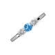 3 - Shirley 5.00 mm Round Blue Topaz and Diamond Three Stone Engagement Ring 