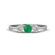 1 - Shirley 5.00 mm Round Emerald and Diamond Three Stone Engagement Ring 