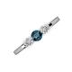3 - Shirley 5.00 mm Round Blue and White Diamond Three Stone Engagement Ring 