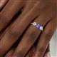 6 - Shirley 5.00 mm Round Tanzanite and Diamond Three Stone Engagement Ring 