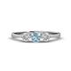 1 - Shirley 5.00 mm Round Aquamarine and Diamond Three Stone Engagement Ring 