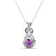 1 - Amanda 4.00 mm Round Amethyst Solitaire Infinity Love Knot Pendant Necklace 