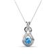1 - Amanda 4.00 mm Round Blue Topaz Solitaire Infinity Love Knot Pendant Necklace 