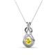 1 - Amanda 4.00 mm Round Yellow Sapphire Solitaire Infinity Love Knot Pendant Necklace 
