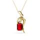 1 - Evana 7x5 mm Emerald Cut Ruby and Round Diamond Accent Ribbon Pendant Necklace 