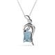 1 - Evana 7x5 mm Emerald Cut Aquamarine and Round Diamond Accent Ribbon Pendant Necklace 
