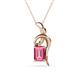 1 - Evana 7x5 mm Emerald Cut Pink Tourmaline and Round Diamond Accent Ribbon Pendant Necklace 