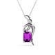 1 - Evana 7x5 mm Emerald Cut Amethyst and Round Diamond Accent Ribbon Pendant Necklace 