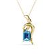 1 - Evana 7x5 mm Emerald Cut Blue Topaz and Round Diamond Accent Ribbon Pendant Necklace 