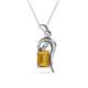 1 - Evana 7x5 mm Emerald Cut Citrine and Round Diamond Accent Ribbon Pendant Necklace 