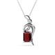 1 - Evana 7x5 mm Emerald Cut Red Garnet and Round Diamond Accent Ribbon Pendant Necklace 