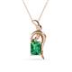 1 - Evana 7x5 mm Emerald Cut Emerald and Round Diamond Accent Ribbon Pendant Necklace 