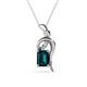 1 - Evana 7x5 mm Emerald Cut London Blue Topaz and Round Diamond Accent Ribbon Pendant Necklace 