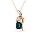 1 - Evana 7x5 mm Emerald Cut London Blue Topaz and Round Diamond Accent Ribbon Pendant Necklace 