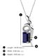 3 - Evana 7x5 mm Emerald Cut Blue Sapphire and Round Diamond Accent Ribbon Pendant Necklace 