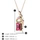 3 - Evana 7x5 mm Emerald Cut Pink Tourmaline and Round Diamond Accent Ribbon Pendant Necklace 
