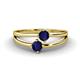 1 - Ria 0.76 ctw (4.00 mm) Round Blue Sapphire Split Shank 2 Stone Engagement Ring 